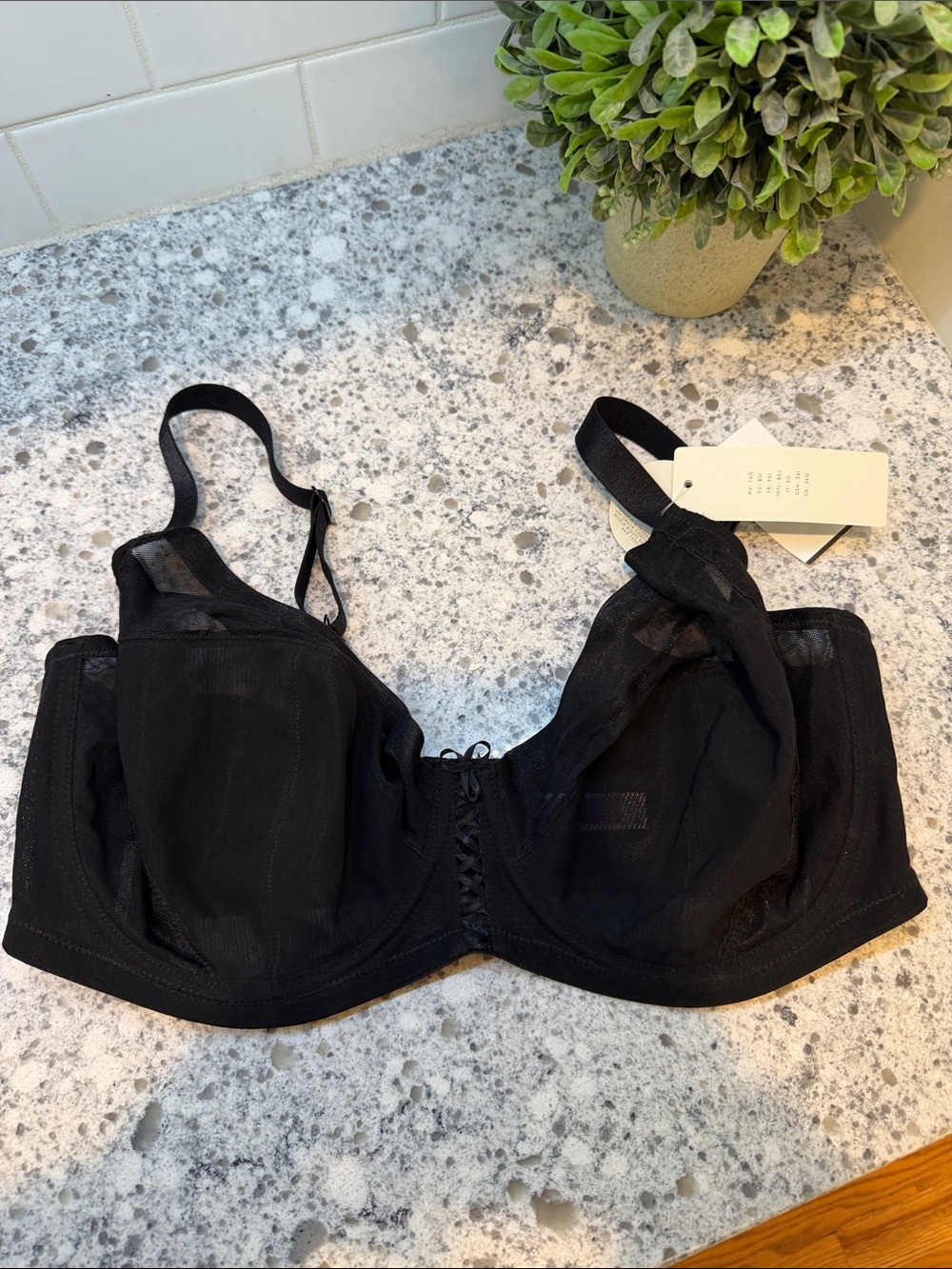 Parfait Black Lace Underwire Bra black New size 36G
